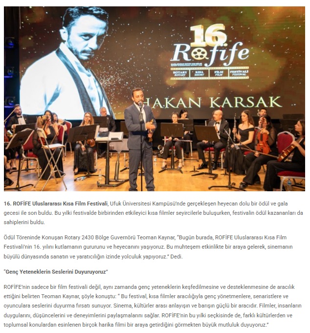 16. ROFİFE Uluslararası Kısa Film Festivali’nde Kazananlar Belli Oldu!