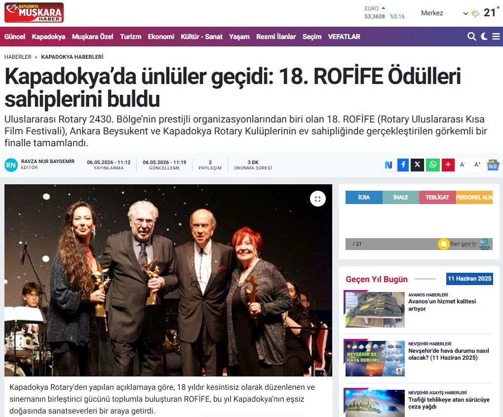 Kapadokya’da ünlüler geçidi: 18. ROFİFE Ödülleri sahiplerini buldu