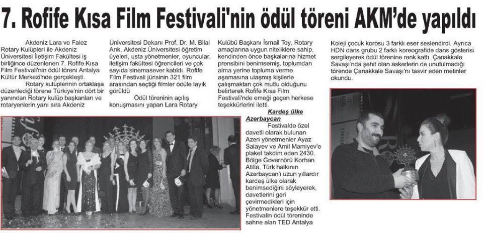 Rofife Kısa Film Festivali'nin Ödül Töreni AKM'de Yapıldı